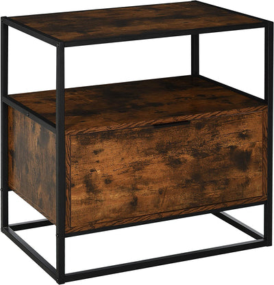 Credenza in Stile Industriale, Comò Vintage in Legno E Metallo per Soggiorno O Camera Con 1 Cassetto 73X45.5X76Cm