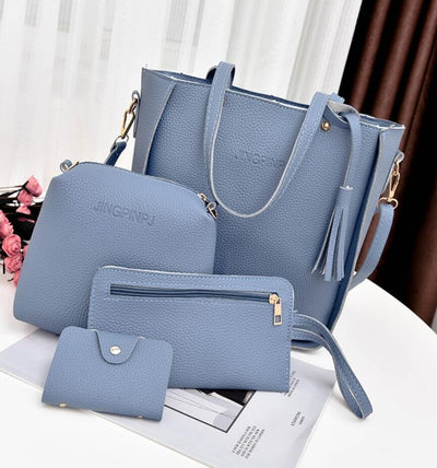 Women Bag Set Top-Handle Big Capacity Female Tassel Handbag Fashion Shoulder Bag Ladies PU Leather Crossbody Bag Bolsas Feminin