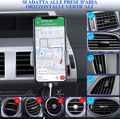 [2023-2A Generazione] Porta Cellulare Auto E Supporto Cellulare Flessibile, per Presa D'Aria Dell'Auto Porta Smartphone Universale Compatibile Con Iphone 13/14 E Samsung Xiaomi