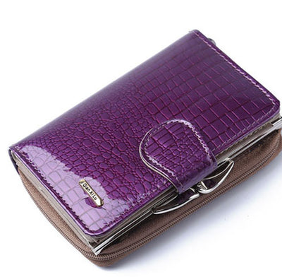 Fashion Real Patent Leather Women Short Wallets with Box