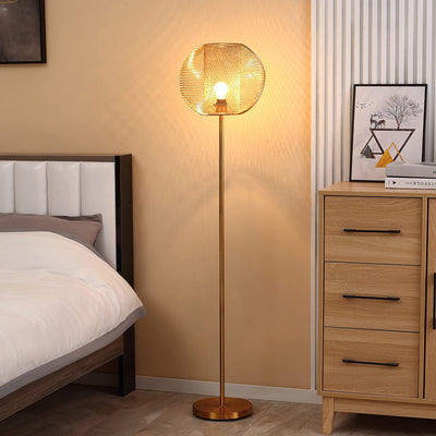 Lampada Da Terra in Metallo Oro, Lampada a Piantana Moderna Con Paralume Di Design per Salotto E Camera Da Letto, E27 40W