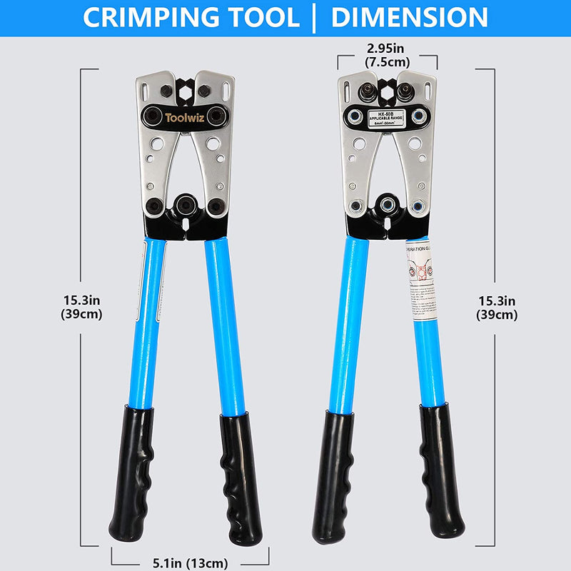 Pinza Crimpatrice - 6 a 50 Mm² Potente Pinza a Crimpare Terminale per Cavi Da 10, 8, 6, 4, 2, 1/0 AWG, Pinze per Crimpare Cavi, Strumenti per Crimpare Capocorda - Blu