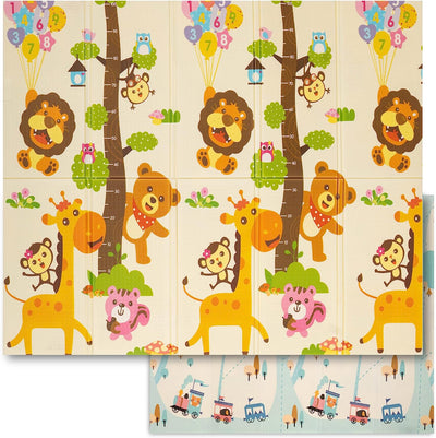 Tappeto Gioco Bambini Pieghevole Tappeto Gioco Neonato 150X180X1Cm - Tappeto Bambini Reversibile, Impermeabile per Sviluppo Sensoriale in Schiuma - Tappeto Neonato - Albero