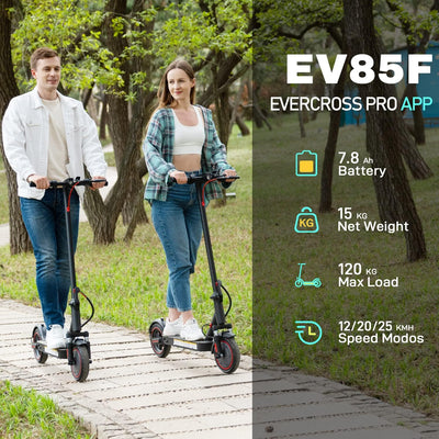 EV85F Monopattino Elettrico Adulto, Scooter Elettrico Pieghevole Da 8,5'' Con App - Motore Da 350W, Batteria Da 7,8AH, Peso Di 15KG, Carico Massimo 120KG, Doppio Freno, Doppio Ammortizzatore