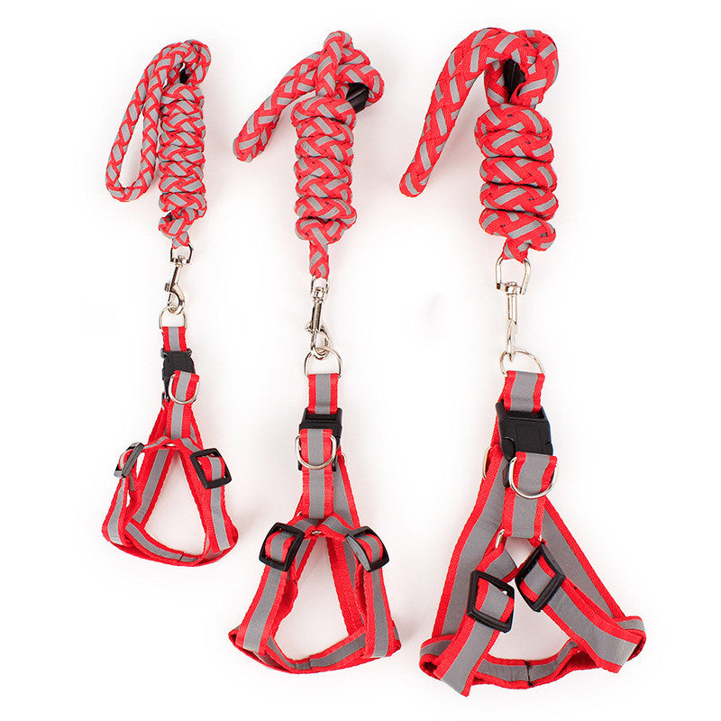 Dog Night Reflective Traction Rope Braided Chest Strap