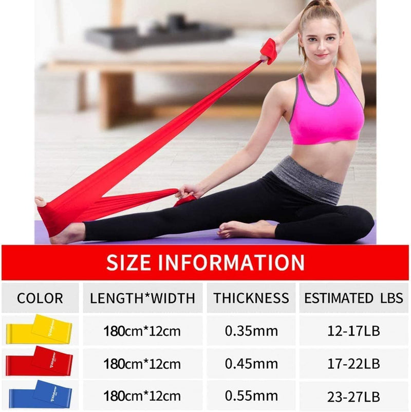 Elastico Fitness (3 Pezzi)1.5M /1.8M /2M,Con 3 Livelli Di Resistenza, È Ideale per Yoga, Pilates, Allenamento Di Forza E Flessibilità E Stretching