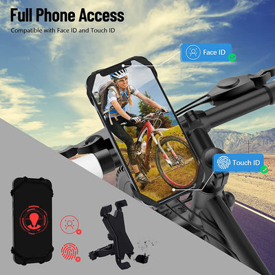 Supporto Telefono Bicicletta, Universale Manubrio Porta Cellulare Moto，360° Rotabile Porta Cellulare Bici Compatibile per 4.5"-7.0" Smartphone Iphone 14 PRO Max/13/12,Samsung, Huawei(Nero-4)