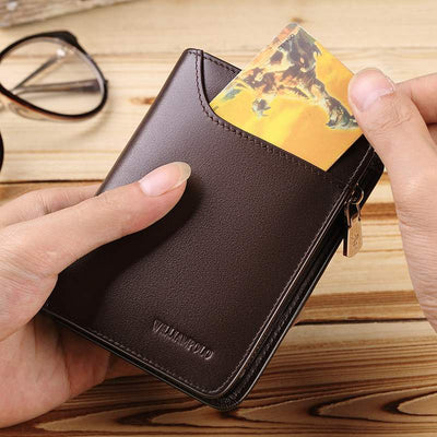 Leather Men'S Short Wallet