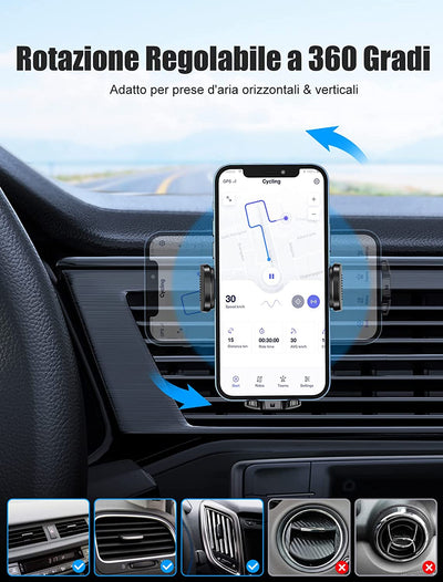 Porta Cellulare Auto [2022 Gancio Aggiornato], 360° Di Rotazione Supporto Cellulare Auto Bocchette Dell'Aria, Porta Telefono Auto Compatibile Con Iphone 14 PRO Max E Altro 4-7” Smartphone