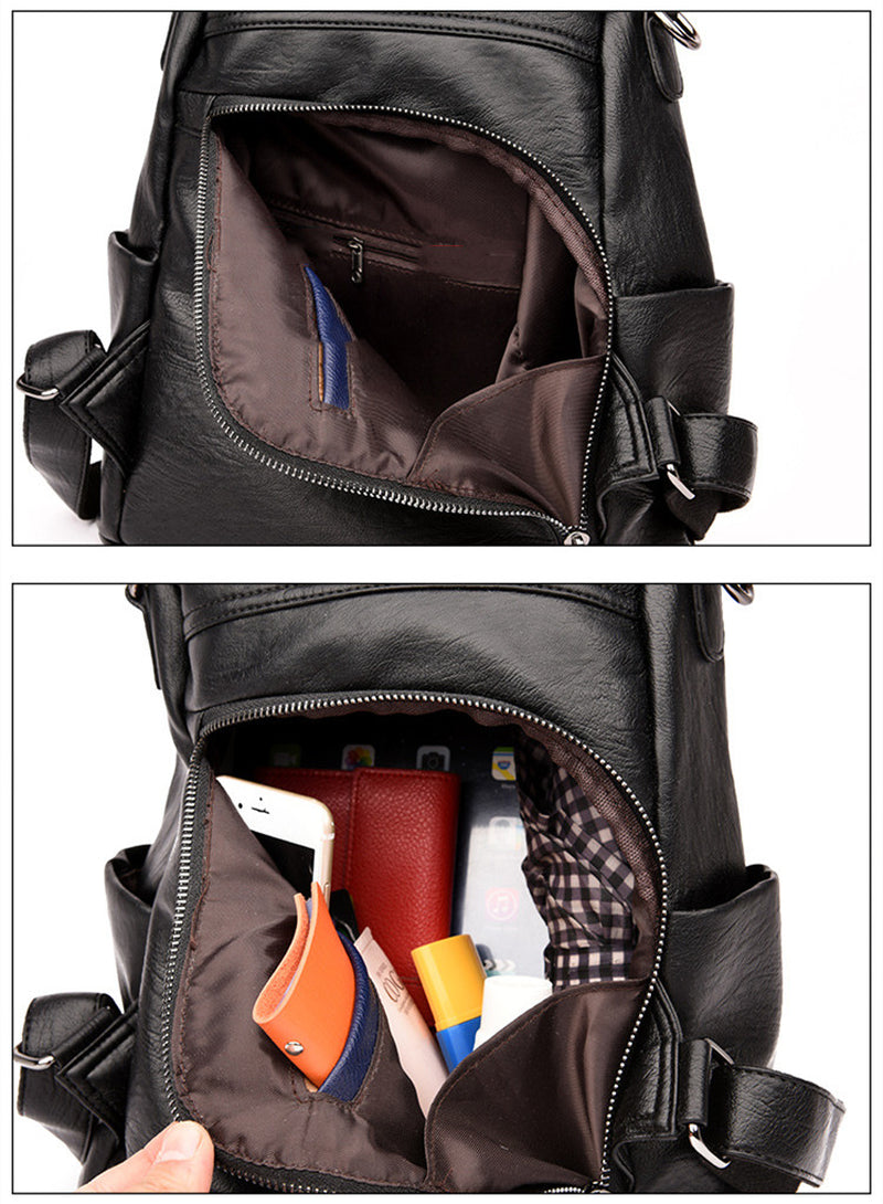 All-Match Leather Soft Leather Anti-Theft Multifunctional Backpack