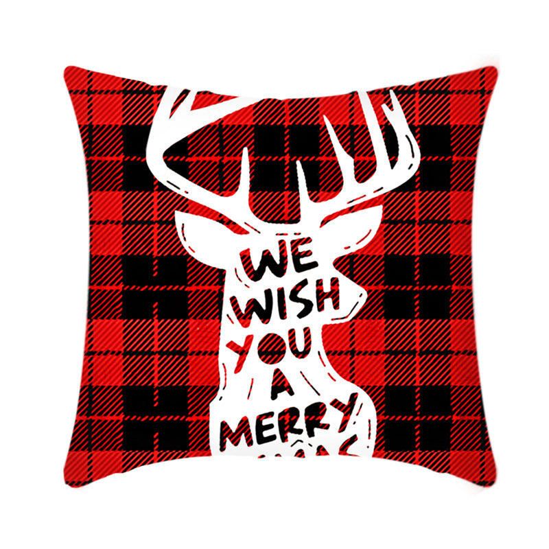 2021 Merry Christmas Cushion Cover 45Cm Elk Santa Claus Short Plush Sofa Pillow Cover Home Decor Pillowcase Christmas Decoration