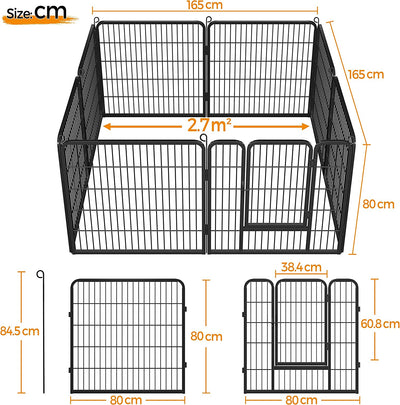 Recinto per Cani Cuccioli Conigli Gatti Animali Da Interno E Esterno Giardino Rete Recinzione Ferro 8 Pz 80 X 80 Cm