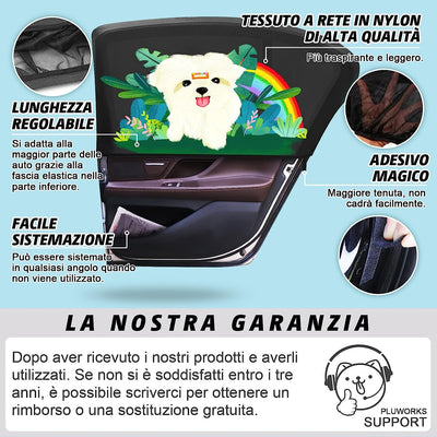 Tendine Parasole Auto Bambini,Oscuranti Misura Universale Senza Ventose Esterne Protezione Neonati Da Raggi UV Con Design a Cartoni Animati (Set 2 Pezzi) (L)