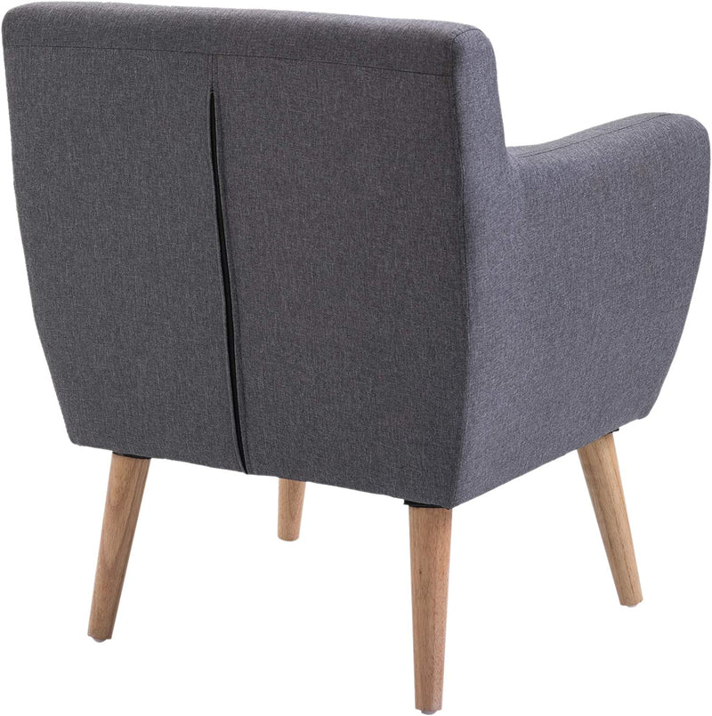 Sedia Poltroncina Di Design Camera Soggiorno Moderna Con Braccioli Tessuto Legno 68 × 58.5 × 76Cm Grigio Chiaro