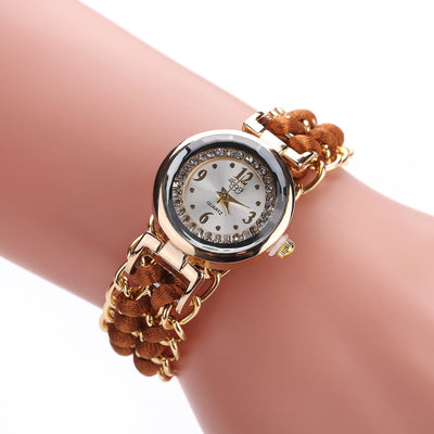 Fashion Leisure High Quality Woman Watch Women Knitting Rope Chain Winding Analog Quartz Movement Wrist Watch