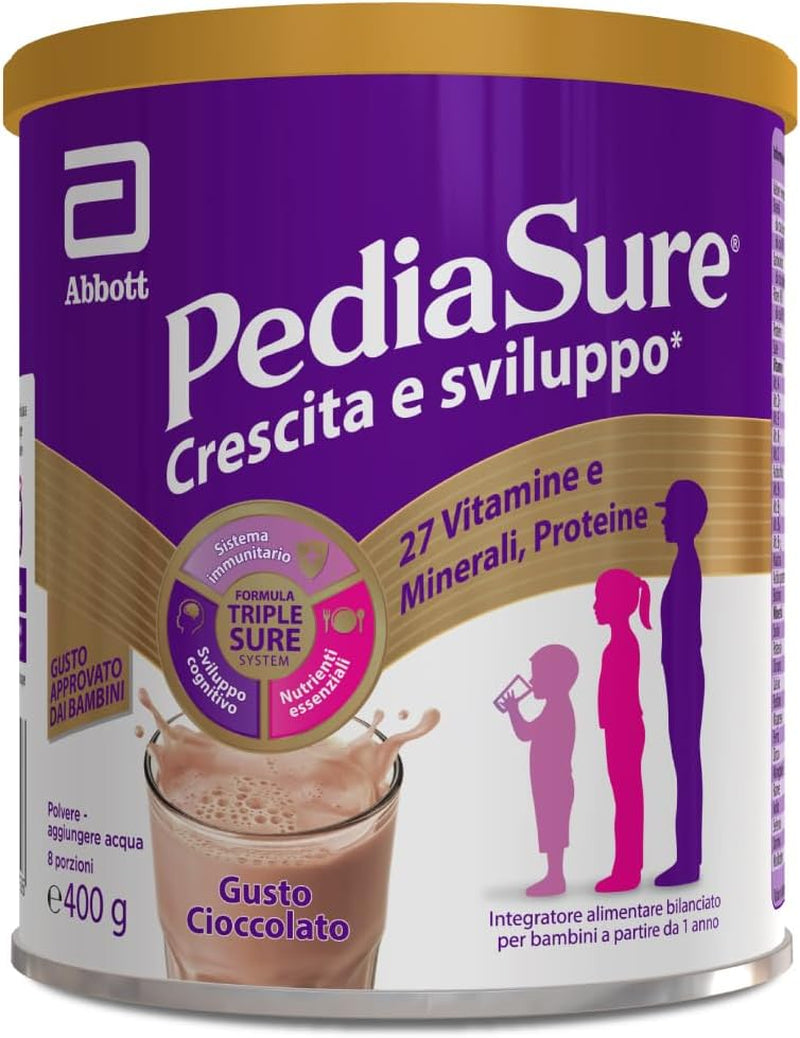 Crescita E Sviluppo: Integratore Alimentare per Bambini - Multivitaminico Con 27 Vitamine E Minerali E Proteine | per Bambini Da Un Anno in Su | Confezione 400G | Gusto Cioccolato