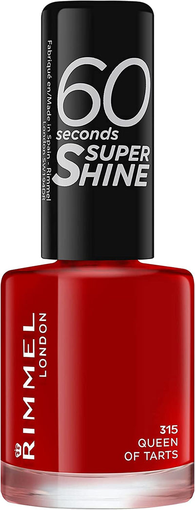 Smalto Unghie 60 Seconds Super Shine - Asciugatura Rapida E Lunga Durata - 315 Queen of Tarts! (Rosso Classico) - 8 Ml