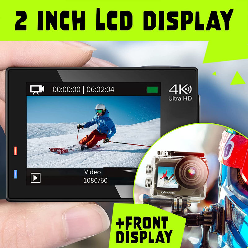 Action Cam, 20MP Action Cam 4K Con Touch Screen,Angolo Di Visione Regolabile, Impermeabile Fino a 40M Sotto L&