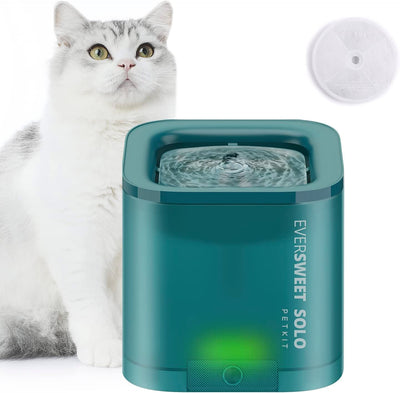 CYBERTAIL Distributore D'Acqua per Gatti-1,85L Fontana per Cani E Gatti, Spegnimento Automatico,Silenzioso, Due Modalità Di Lavoro, Luce LED Intelligente Fontana per Animali Domestici (Verde)