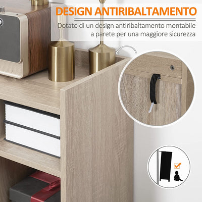 Credenza Moderna Con Armadietto E Cassetto, Mobile Multiuso in Legno per Cucina E Salotto, 80X30X96.5Cm