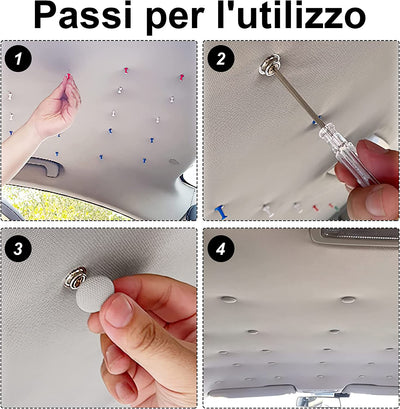 60 Paia Vite per Riparazione Tetto Auto.Pulsante per Strumento Di Riparazione Tetto Interno Dell'Automobile.Riparazione Rivetti Pulsante a Auto Tetto.Tappezzeria Auto.Puntine per Cielo Auto (Grigio)