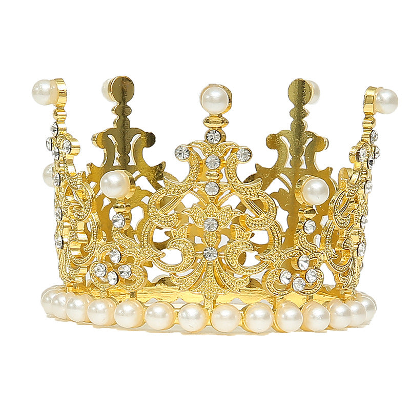 Alloy round Pearl Crown Cake Decoration