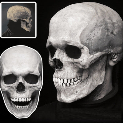 Full Head Skull Mask Helmet with Movable Jaw 3D Skeleton Skull Horror Mask Adults Cosplay Costume