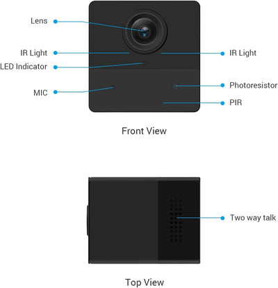 Telecamera Wifi Interno a Batteria, 100% Senza Fili, 50 Giorni Di Durata Della Batteria, FHD 1080P, Visione Notturna, Rilevamento Di Persona, Compatibile Con Alexa, BC2