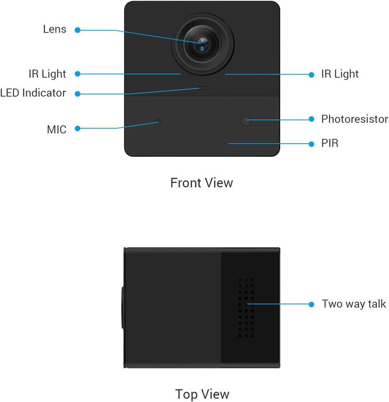 Telecamera Wifi Interno a Batteria, 100% Senza Fili, 50 Giorni Di Durata Della Batteria, FHD 1080P, Visione Notturna, Rilevamento Di Persona, Compatibile Con Alexa, BC2