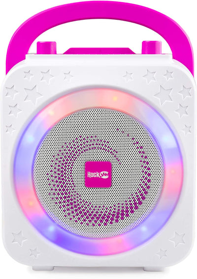 10-Watt Karaoke Bluetooth Karaoke Machine Con Due Microfoni, Effetti Vocali E Luci a LED - Rosa