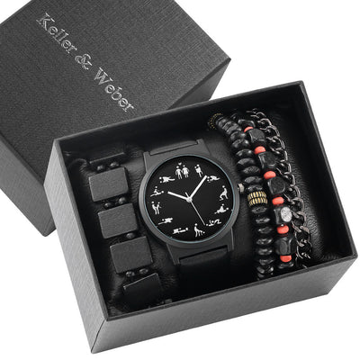 Men'S Gift Box Set Watch Fashion Watch Bracelet Set Quartz