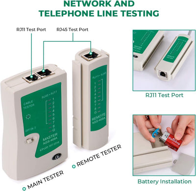 Strumenti Kit Di Rete Professionali, Pinza Crimpatrice Rj45, Manutenzione Del Computer Kit LAN Tester Del Cavo 9 in 1 Strumenti Di Riparazione