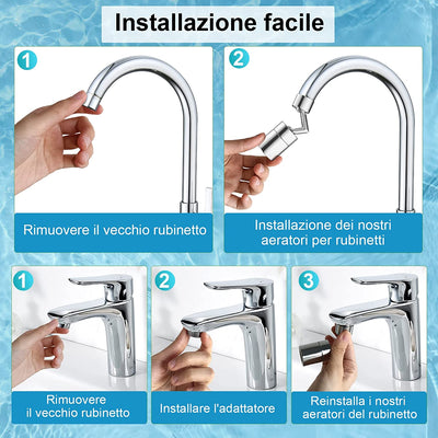 Aeratore Rubinetto,Può Essere Ruotato Di 720 Gradi Rompigetto Rubinetto Cucina,2 Modelli Di Flusso Dell'Acqua,4 Strati Di Filtraggio a Rete Aeratore Rubinetto Cucina, Argento