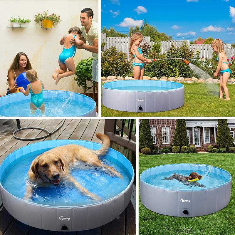 Piscina per Cani, 80Cm / 120Cm/ 160Cm Piscina Pieghevole per Cani Grandi E Piccoli, Piscina Rigida per Bambini, 100% Sicuro & Non Tossico