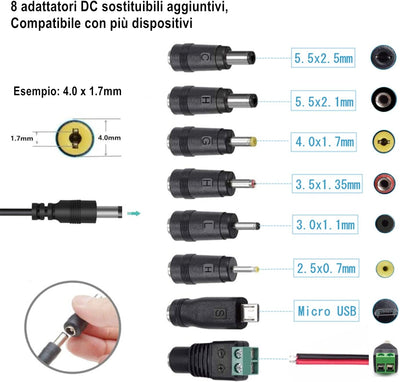 Adattatore CA 5V 2A Caricatore Di Alimentazione AC220V 230V a DC5V 2000Ma 1500Ma 1000Ma 500Ma Driver Di Alimentazione 8 Punte per Spina CC Convertitore Da 5 Volt Convertitore Adattatore CA CC