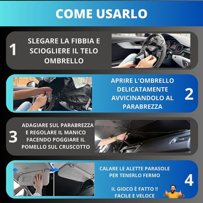 YNP Ombrello Parasole Auto Parabrezza Interno Anteriore - 130X75 Universale Protezione Raggi UV