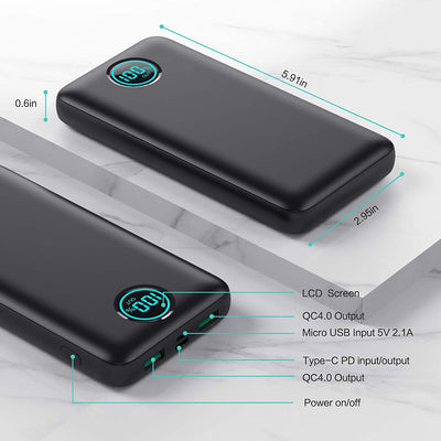 Power Bank 26800Mah, 25W PD3.0+QC4.0 Ricarica Rapida Caricatore Portatile Con Display LCD 3 Uscite E PD Ingressi Caricabatterie Portatile per Iphone Samsung Huawei Xiaomi.