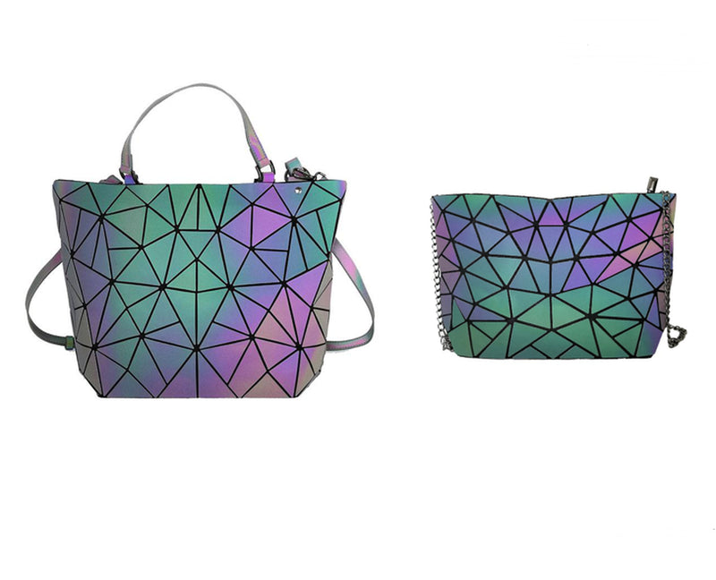 Luminous Makeup Bag Lattice Design Geometric Bag