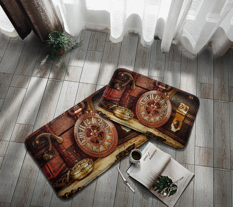 Retro Clock Printed Door Mat