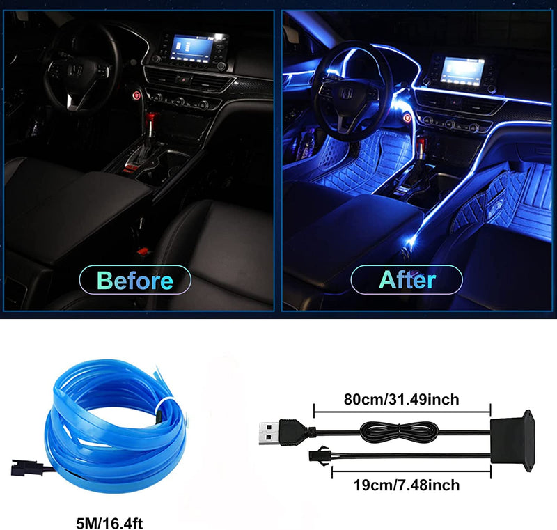 Striscia LED Auto,5M Strisce Led Con Porta Usb,5V Accessori Auto Con Leds Impermeabile,Luci Abitacolo Auto Striscia,Adatto a Qualsiasi Modello Di Auto Luci Ambiente (Bianco)