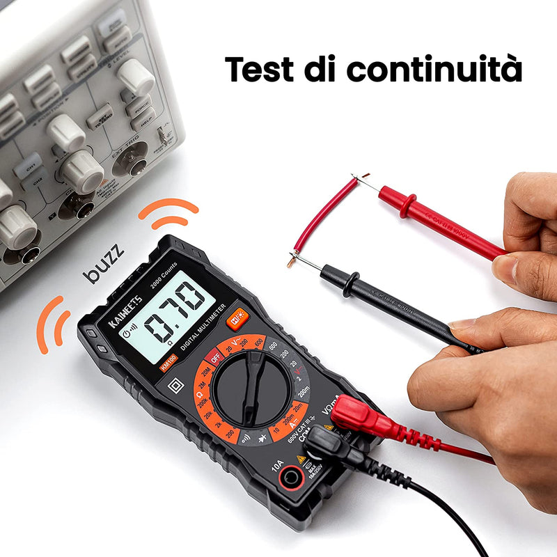 Multimetro Digitale  Tester Portatile MINI TRMS 2000 Conta Tensione CA Cc/Corrente Cc/Resistenza/Continuità/Diodi, Doppio Isolamento