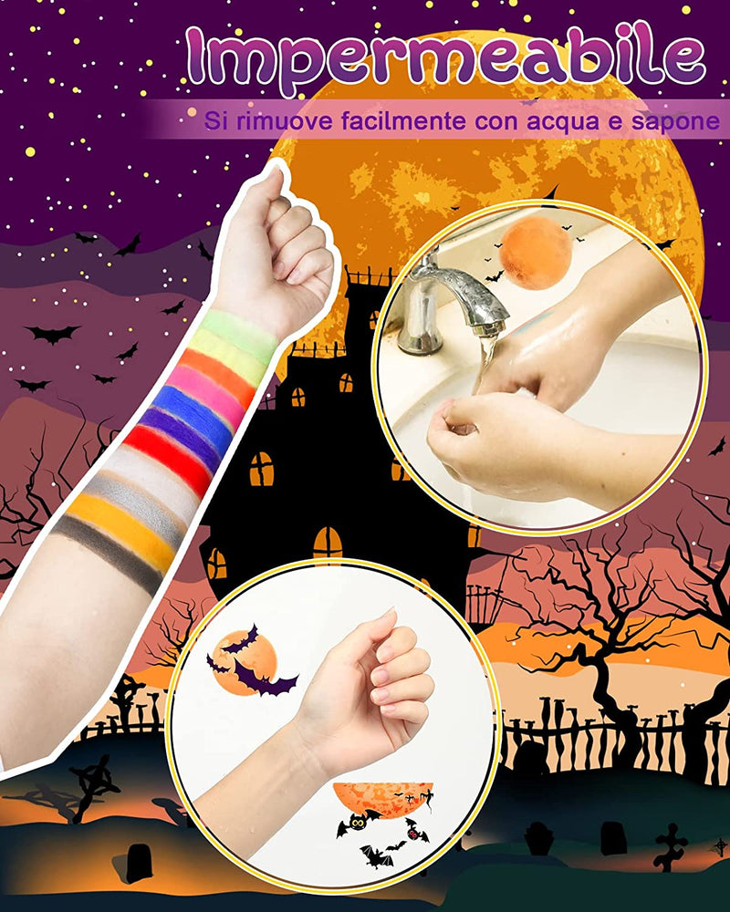 Truccabimbi Kit,Face Paint-26 Colori,Kit per La Pittura Del Viso per Bambini,10 Pennelli Professionali,30 Stencil