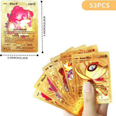 53 Carte Poke Italiane,Poke Carte Usare Come Regalo Di Compleanno per Bambini,Carte Poke Oro Trading Cards Don'T Repeat,Carte Poké per Oggetti Da Collezione E Giochi (Versione Italiane)