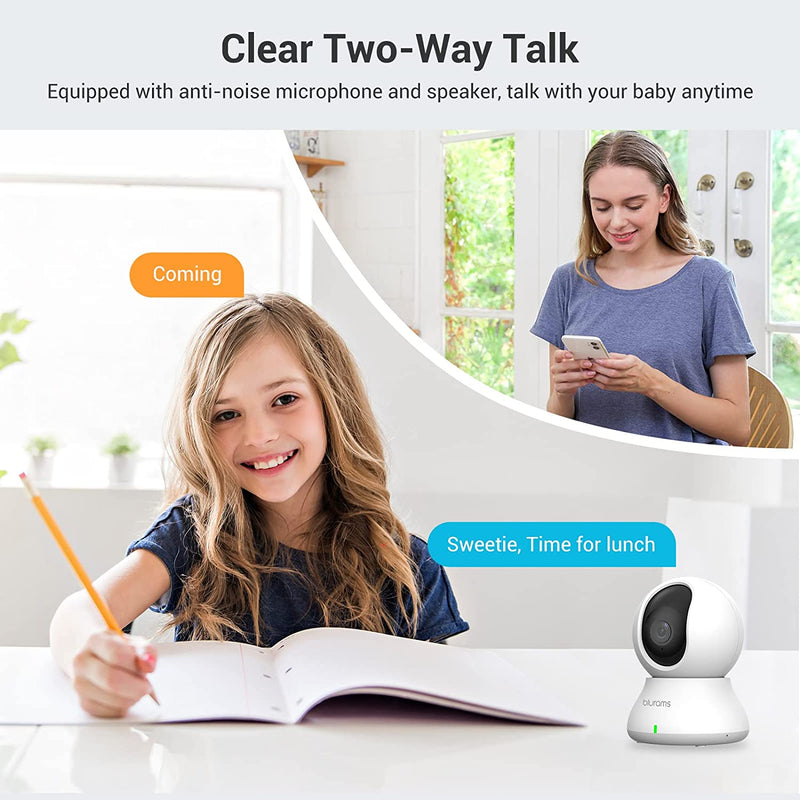 Telecamera Wi-Fi Interno,2K Videocamera Sorveglianza,Rotazione a 360°,Visione Notturna, Tracciamento Del Movimento,Audio Bidirezionale Compatibile Con Alexa&Google Assistant&Ifttt