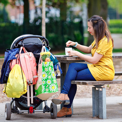 Ganci per Passeggino,  - Appendi La Spesa & Le Borse in Tutta Sicurezza Sulla Tua Carrozzina O Sul Passeggino. Taglia Universale, Nero, Pacco Da 2