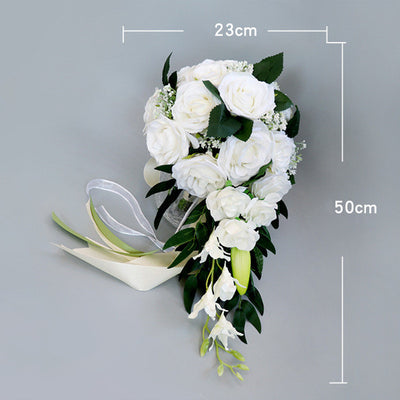 Waterfall Wedding Bride Bouquet Bridesmaid Hand Tied Artificial Flower Decor