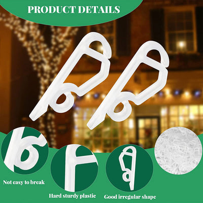 100PCS Christmas Light Clips Durable Weatherproof Plastic Hang Gutter Hooks