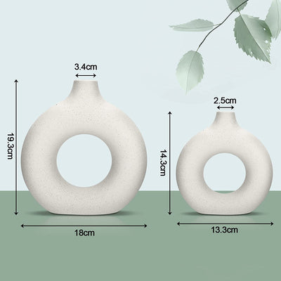 Vaso in Ceramica a Ciambella, Vaso Ceramica Rotondo Da Fiori Decorativo in Stile Moderno, Vasi Decorativo Fiori, Nordic Minimalismo Stile Decorativo Vaso Di Fiori, per Soggiorno, Ufficio, Tavolo Decor