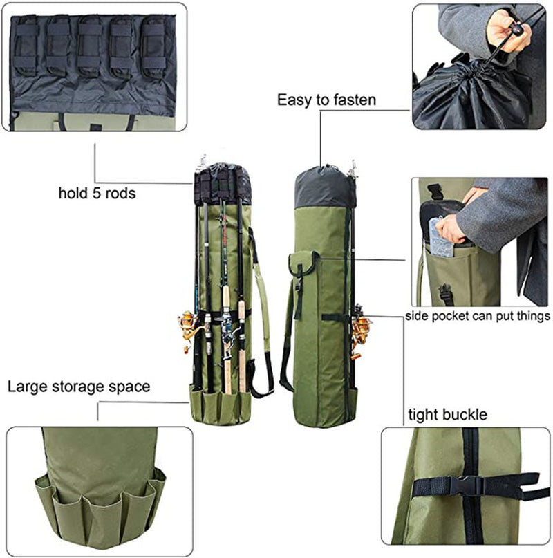 Cylinder Outdoor Fishing Bag Multifunctional Fishing Rod Bag Sea Rod Fishing Gear Storage Bag