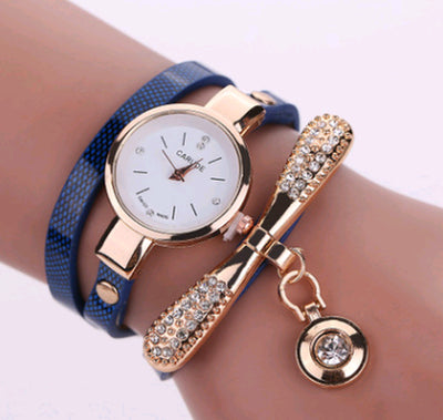 Thin Belt Fashion Ladies Watch Casual Three-Ring Winding Bracelet Watch Women'S Fashion Quartz Watch